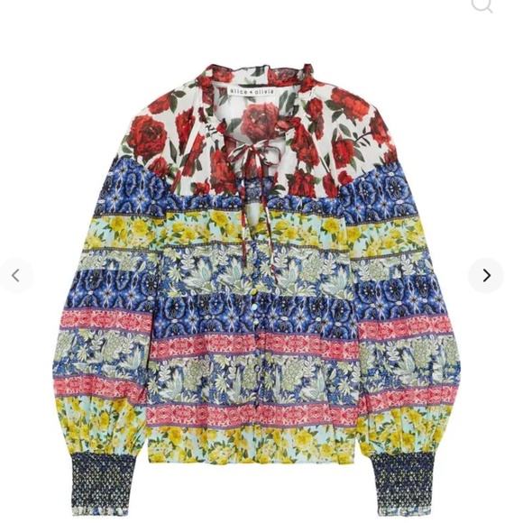 Alice + Olivia Tops - Alice + Olivia Marlyn Silk Blend Tie Top